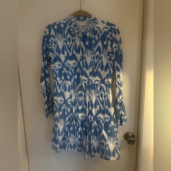 Livro Blue and White Patterned Shirt Dress - Size XS - Picture 1 of 6